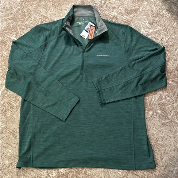 Men’s Vineyard Vines quarter zip Forest Green Pullover size XL NWT - Picture 2 of 10